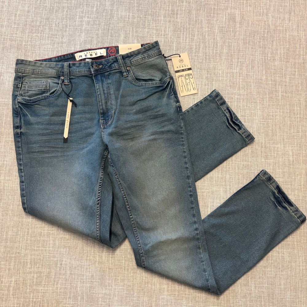 Artful Rebel Jax Slim Fit Jeans Mens 34x32 Blue High Performance Stretch Denim